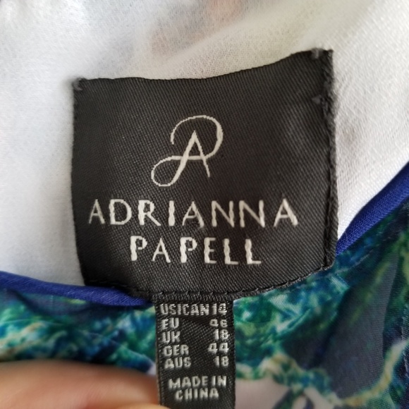 Adrianna Papell Color Floral Print A-Line Asymmetric Hem Dress Plus  14 Large L - Picture 4 of 8